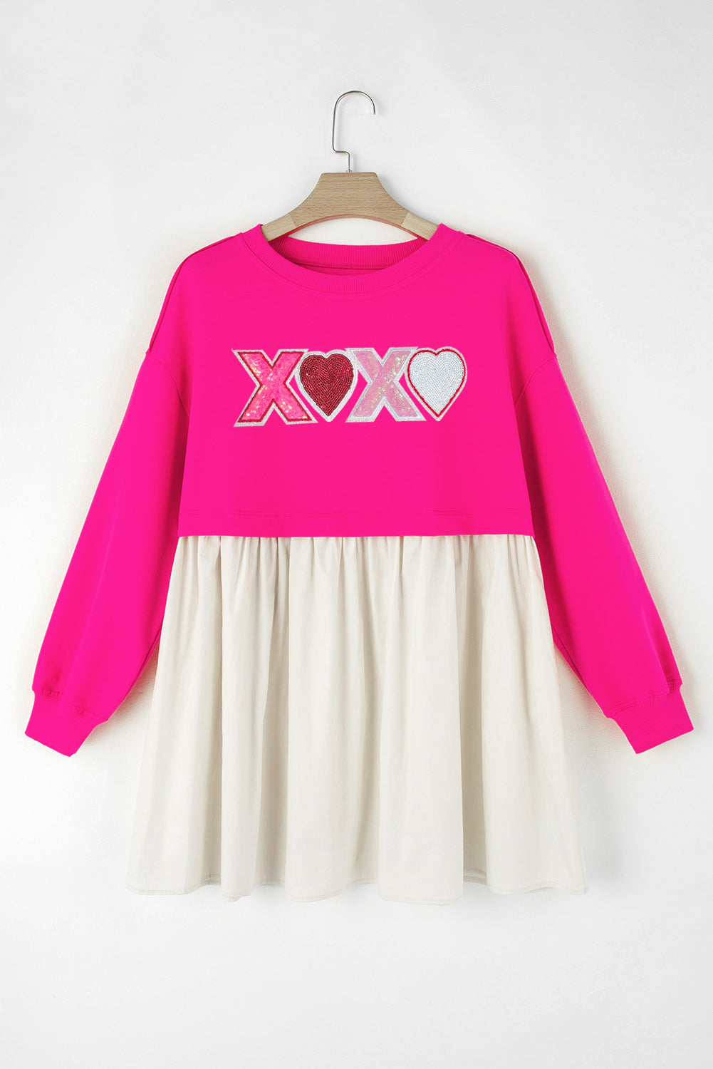 XOXO Sequin Heart Long Sleeve Dress - Teresa's Fashionista LLC