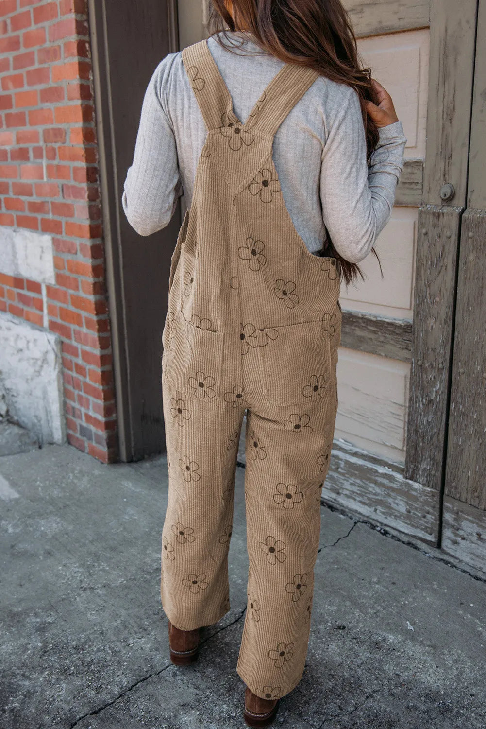 Flower Wide Strap Overalls with Pockets - Teresa's Fashionista LLC