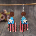 Star & Stripes Wooden Dangle Earrings-Teresa's Fashionista LLC