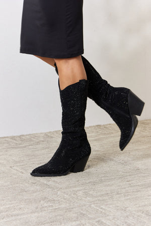 Forever Link Rhinestone Knee High Cowboy Boots-Teresa's Fashionista LLC