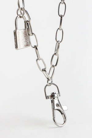 Double Layered Iron Chain Belt with Lock Charm-Teresa's Fashionista LLC
