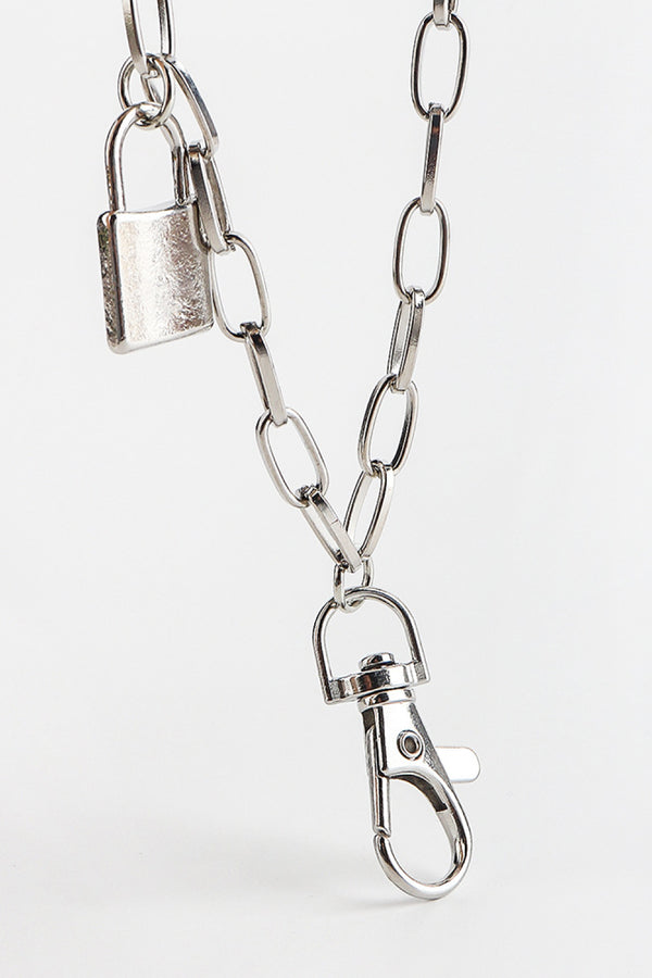Double Layered Iron Chain Belt with Lock Charm-Teresa's Fashionista LLC