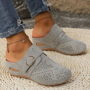 Suede Round Toe Wedge Sandals-Teresa's Fashionista LLC
