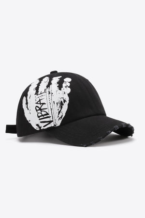 VIBRA Graphic Distressed Adjustable Baseball Cap-Teresa's Fashionista LLC