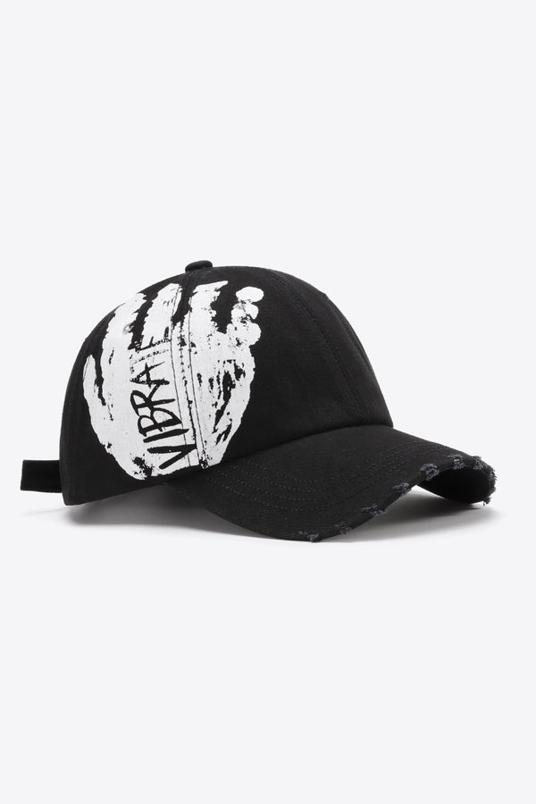 VIBRA Graphic Distressed Adjustable Baseball Cap-Teresa's Fashionista LLC