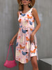 Printed Round Neck Sleeveless Dress-Teresa's Fashionista LLC
