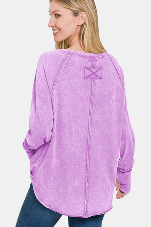 Zenana Round Neck Thumbhole Long Sleeve T-Shirt - Teresa's Fashionista LLC
