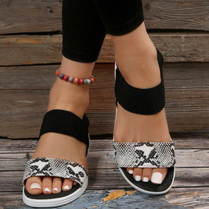PU Leather Open Toe Low Heel Sandals-Teresa's Fashionista LLC