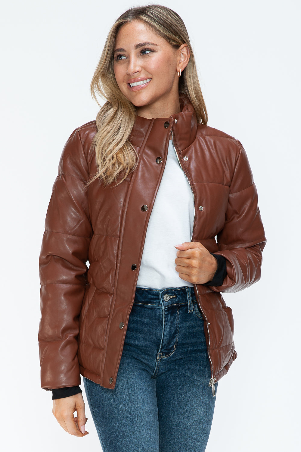 YMI Pocketed Zip Up Turtleneck Puffer Jacket - Teresa's Fashionista LLC