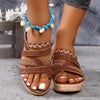 PU Leather Crisscross Wedge Sandals-Teresa's Fashionista LLC