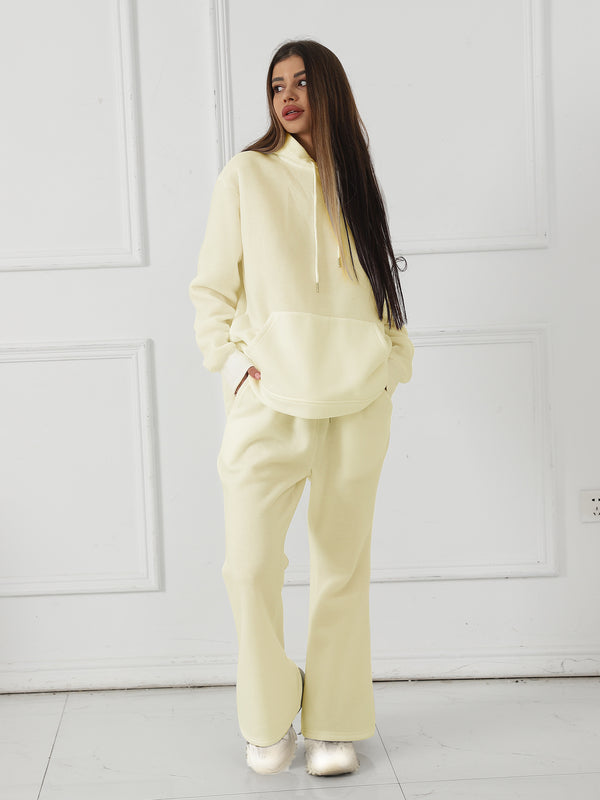 Women's Fashionable Casual Solid Color Long Sleeved Sweatshirt Set - Teresa's Fashionista LLC