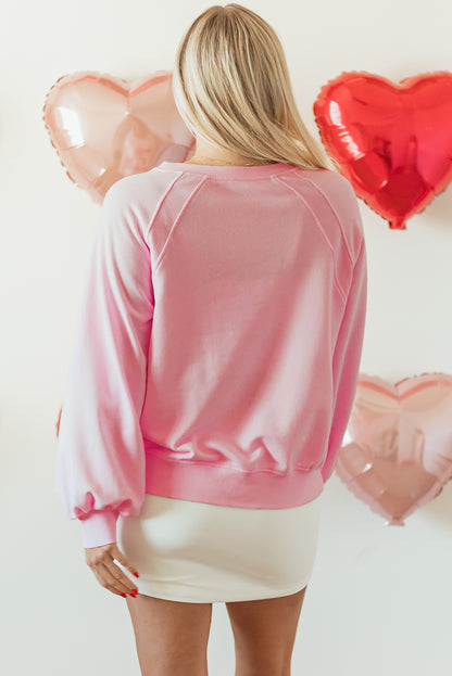 Valentine’s Day HUG AND KISSES Round Neck Sweatshirt - Teresa's Fashionista LLC