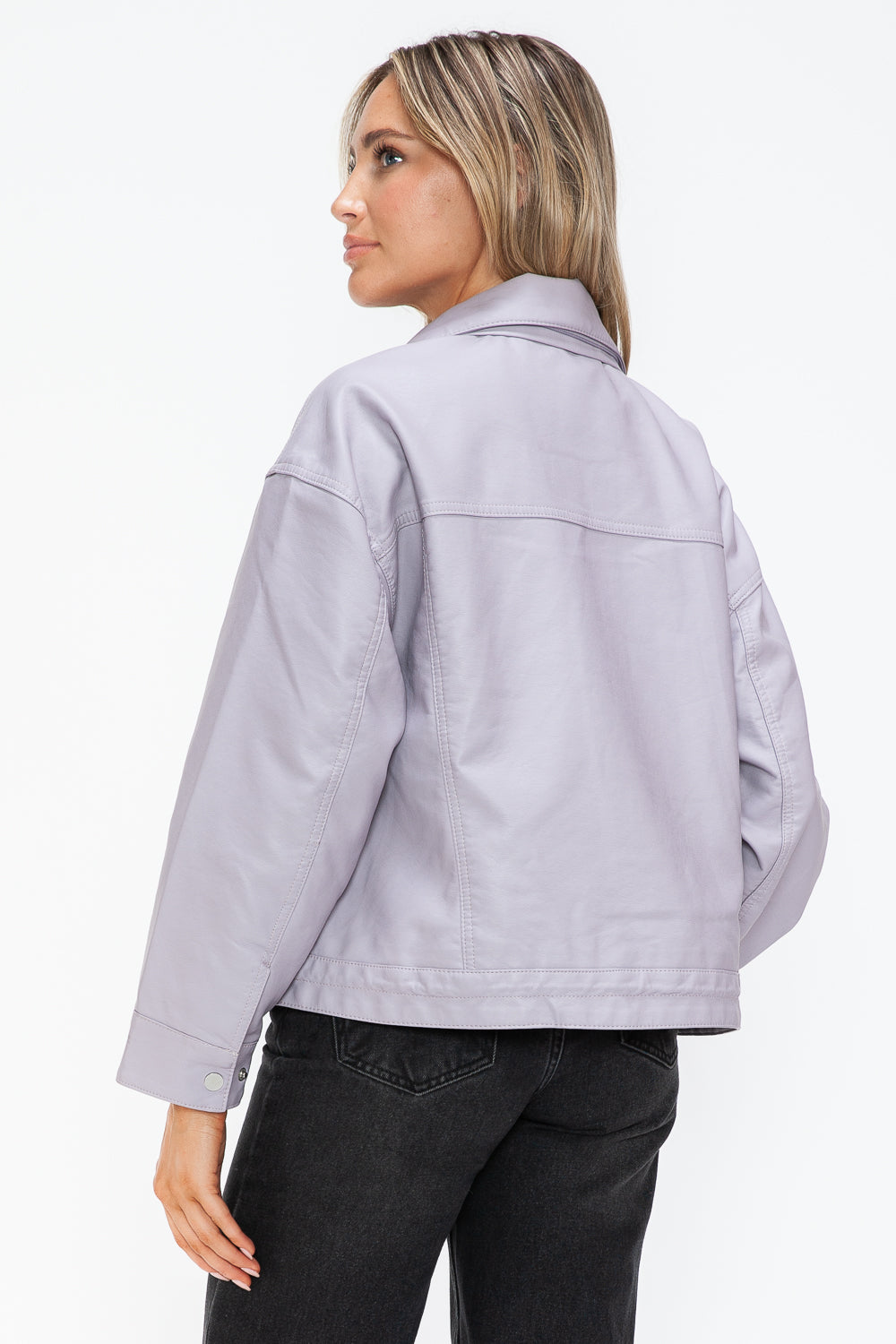 How Dare U Drawstring Hem PU Leather Zip Up Jacket - Teresa's Fashionista LLC