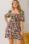 ODDI Full Size Floral Tie-Back Mini Dress-Teresa's Fashionista LLC