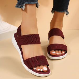 Rubber Open Toe Low Heel Sandals-Teresa's Fashionista LLC