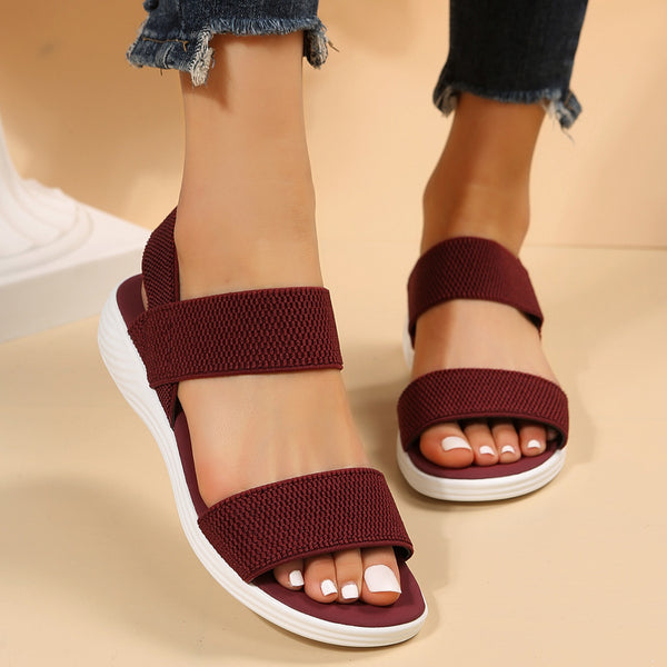 Rubber Open Toe Low Heel Sandals-Teresa's Fashionista LLC