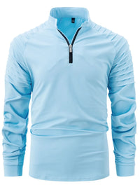 Men's Full Size Quarter Zip Long Sleeve Polo Plus Size