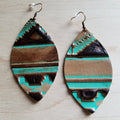 Leather oval earrings in navajo-Teresa's Fashionista LLC