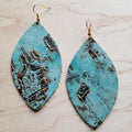 Leather oval earrings in turquoise metallic-Teresa's Fashionista LLC