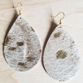 Teardrop Earrings Cream and Gold Hair On Hide-Teresa's Fashionista LLC