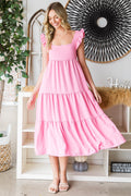 Reborn J Ruffled Sleeveless Tiered Midi Dress-Teresa's Fashionista LLC