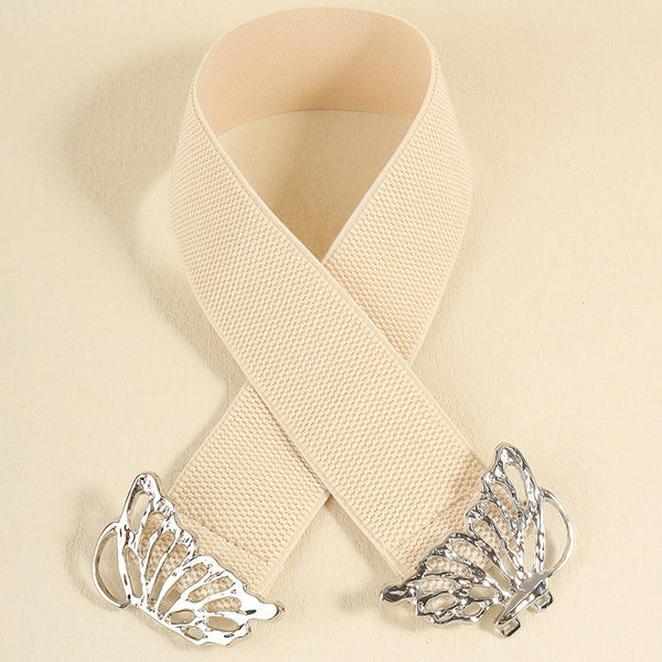 Butterfly Alloy Buckle Elastic Belt-Teresa's Fashionista LLC