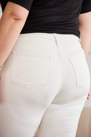 RFM Mini Mia Full Size Tummy Control High Waist Raw Hem Jeans-Teresa's Fashionista LLC