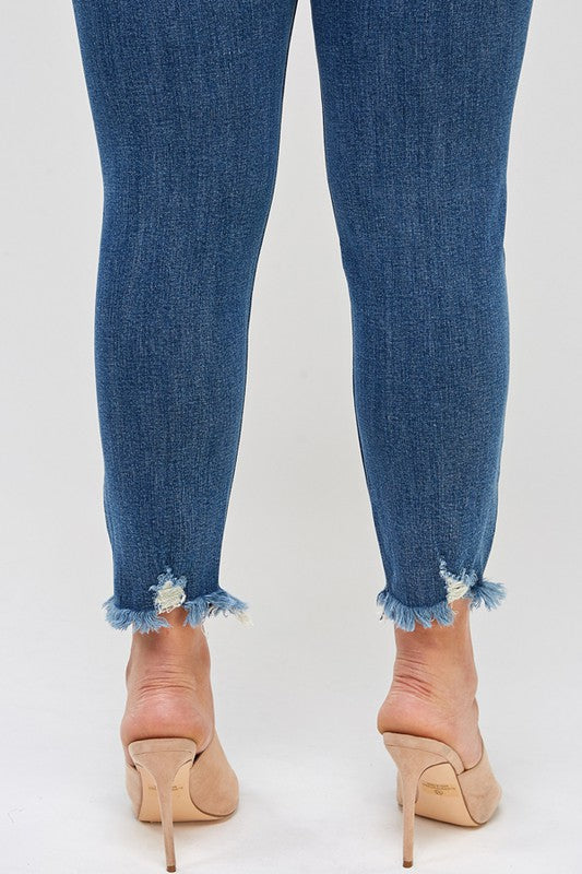 PLUS SIZE HIGH RISE DISTRESSED ANKLE SKINNY - Teresa's Fashionista LLC