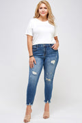 PLUS SIZE HIGH RISE DISTRESSED ANKLE SKINNY - Teresa's Fashionista LLC