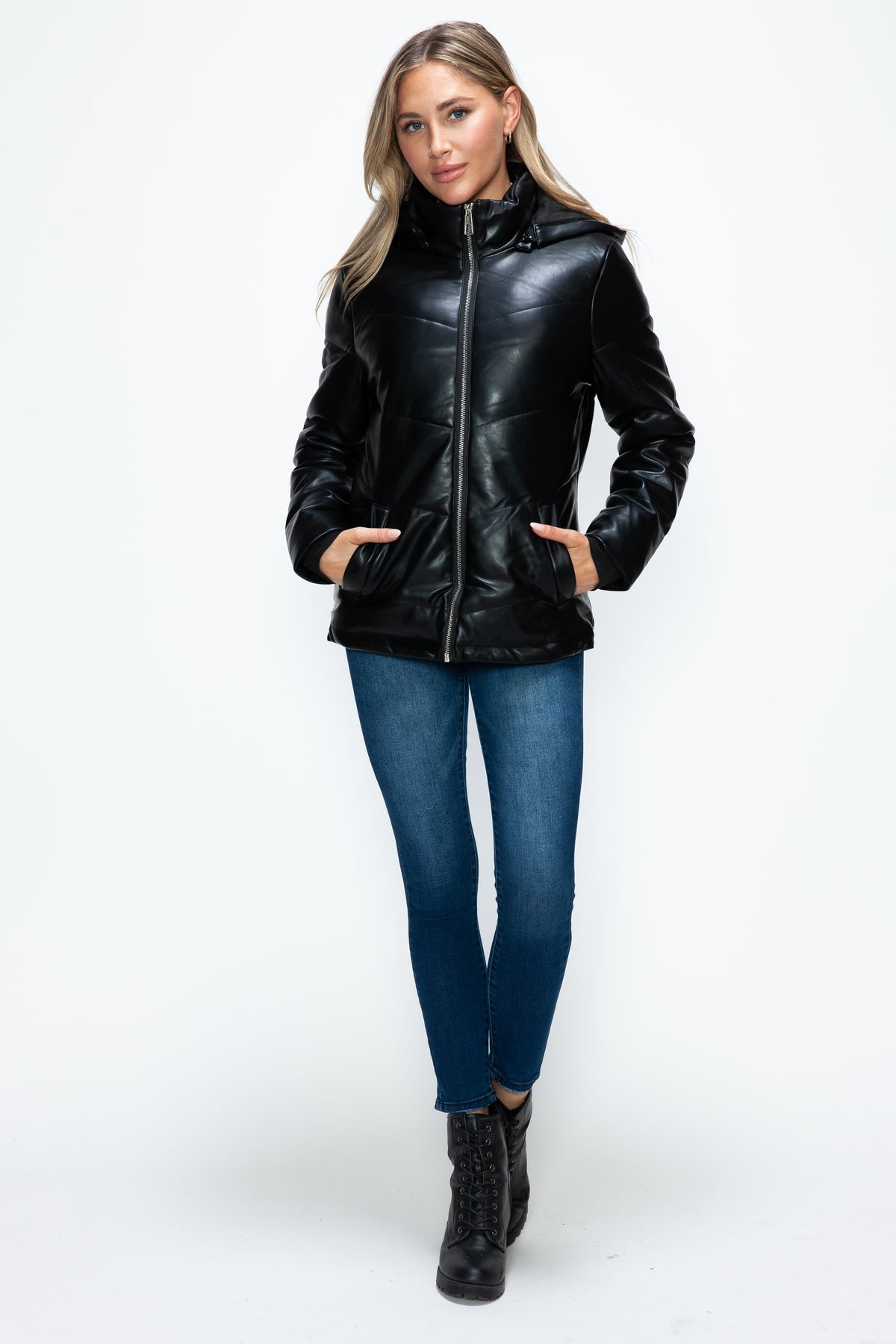 How Dare U Pocketed Zip Up Puffer Jacket with Removable Hood - Teresa's Fashionista LLC