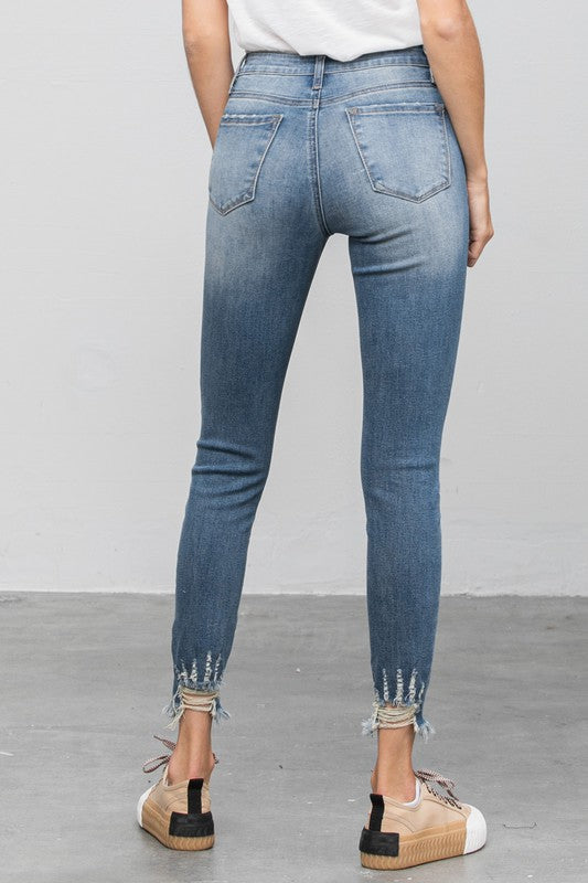 HIGH STRETCH MID RISE SKINNY JEANS - Teresa's Fashionista LLC