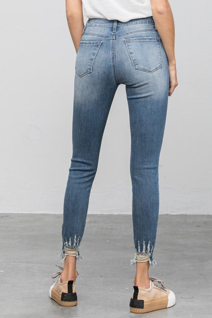 HIGH STRETCH MID RISE SKINNY JEANS - Teresa's Fashionista LLC