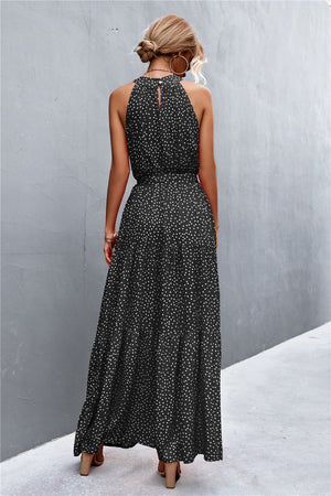 Printed Sleeveless Tie Waist Maxi Dress-Teresa's Fashionista LLC