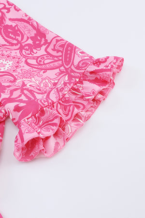 Paisley Print Flounce Sleeve Maxi Dress-Teresa's Fashionista LLC