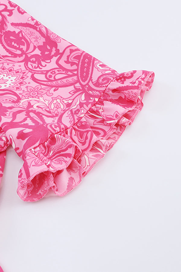 Paisley Print Flounce Sleeve Maxi Dress-Teresa's Fashionista LLC