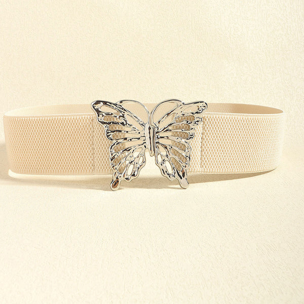 Butterfly Alloy Buckle Elastic Belt-Teresa's Fashionista LLC
