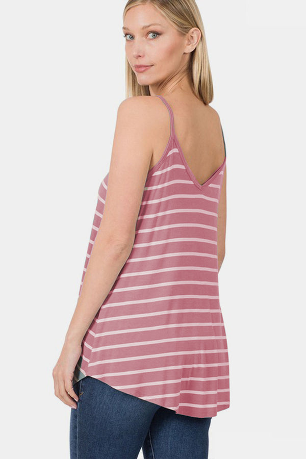 Zenana Striped Curved Hem Cami-Teresa's Fashionista LLC