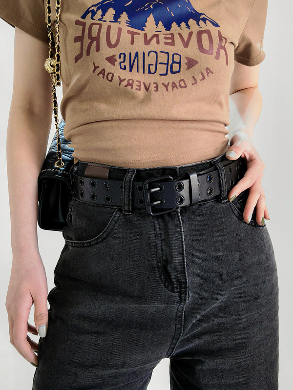 Grommet PU Leather Belt-Teresa's Fashionista LLC