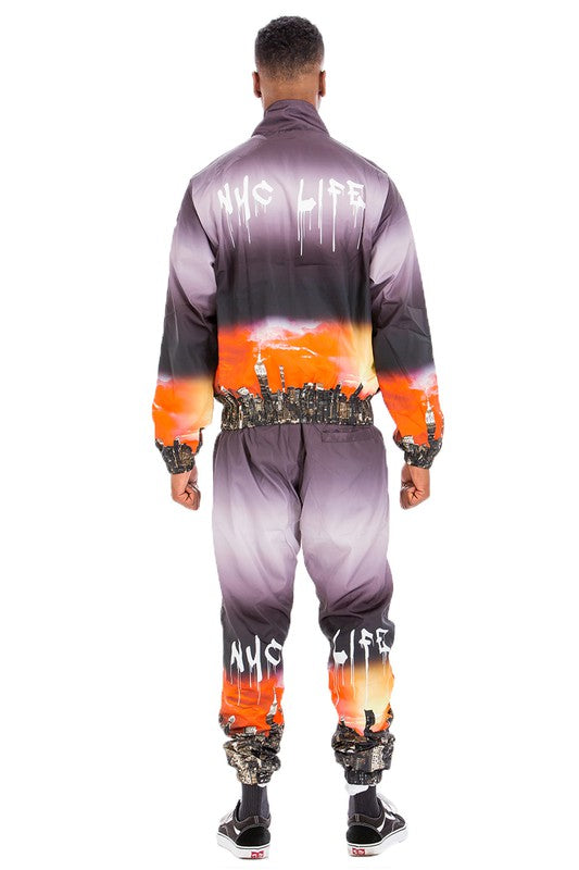 NYC LIFE LA LIFE PRINT WINDBREAK TRACK SUIT-Teresa's Fashionista LLC