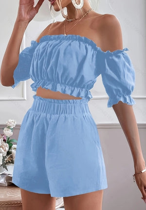 Two Pieces Of Short Sleeve Shorts For Women - Teresa's Fashionista LLC