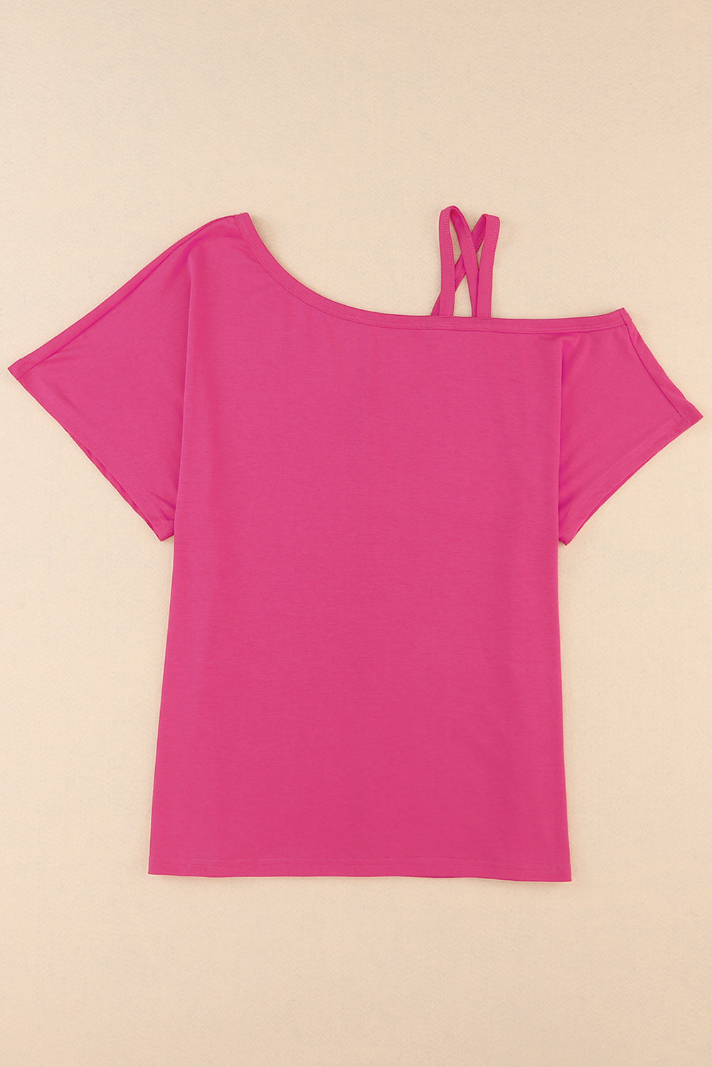 Crisscross Asymmetrical Neck Short Sleeve Top-Teresa&#39;s Fashionista LLC