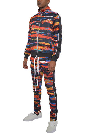 MENS PRINT FULL ZIP TRACK SUIT SET-Teresa's Fashionista LLC
