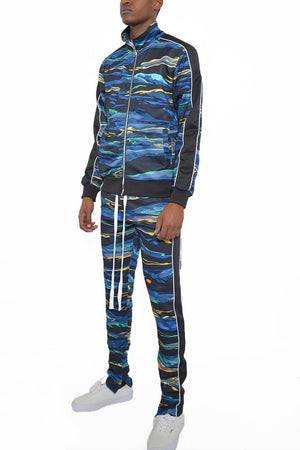 MENS PRINT FULL ZIP TRACK SUIT SET-Teresa's Fashionista LLC