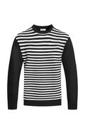 KNITTED ROUND NECK STRIPED SWEATER-Teresa's Fashionista LLC