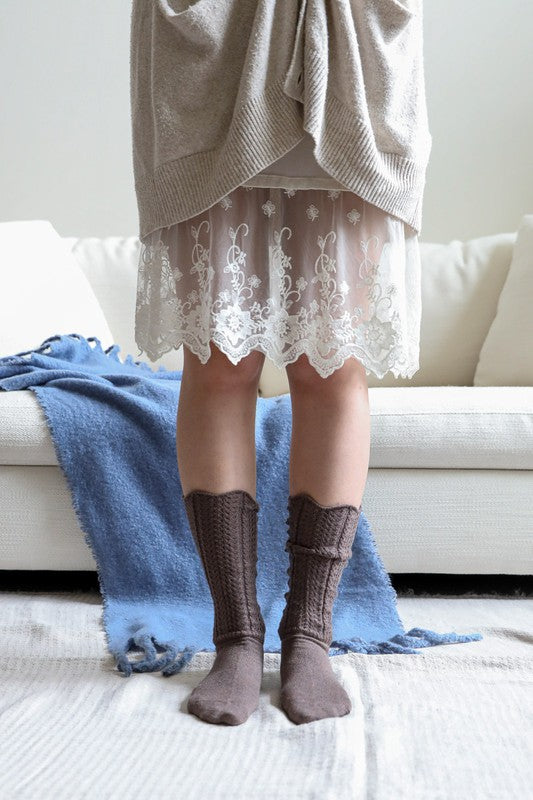 Shell Stitch Crew Socks-Teresa's Fashionista LLC