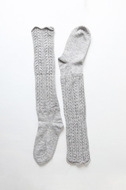 Shell Stitch Crew Socks-Teresa's Fashionista LLC