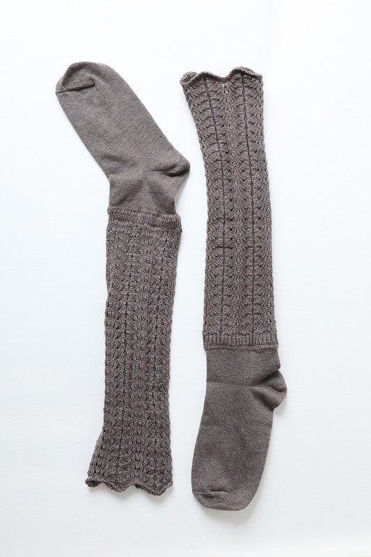 Shell Stitch Crew Socks-Teresa's Fashionista LLC