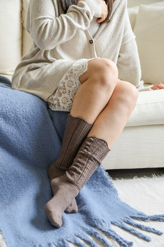 Shell Stitch Crew Socks-Teresa's Fashionista LLC
