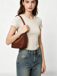 Minimalist Leather-Trimmed Shoulder Bag