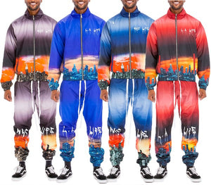 NYC LIFE LA LIFE PRINT WINDBREAK TRACK SUIT-Teresa's Fashionista LLC